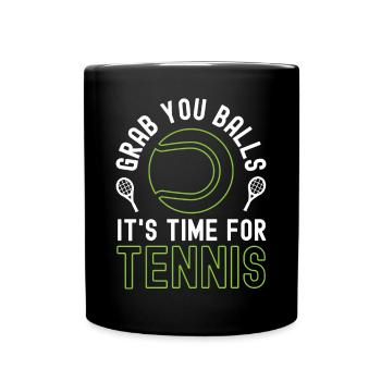 Funny Tennis Player Racket Pun - Full Colour Mug - black - Front