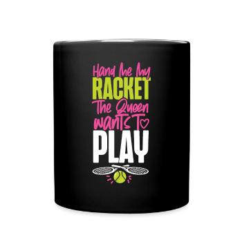 Funny Tennis Player Racket Queen - Full Colour Mug - black - Front