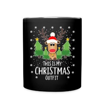 Renne Noël Sapins Flocons de neige - Mug uni - noir - Devant