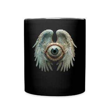 Weirdcore Aesthetic Human Eyeball Wings - Full Colour Mug - black - Front