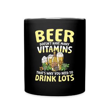 Beer doesn't have many vitamins - Tasse einfarbig - Schwarz - Vorne