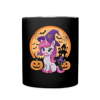 Zauberhaftes Halloween-Einhorn - Tasse einfarbig - Schwarz - Vorne