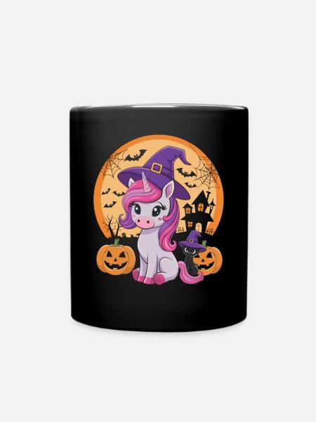 Zauberhaftes Halloween-Einhorn - Tasse einfarbig - Schwarz
