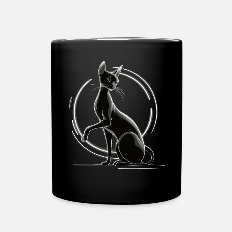 Schwarze Katze & Zen Balance - Tasse einfarbig - Schwarz
