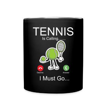 Drôle de joueur de tennis raquette téléphone - Mug uni - noir - Devant