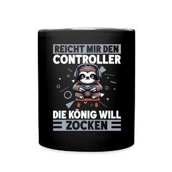 Hands me the controller, the queen wants to play - Full Colour Mug - black - Front