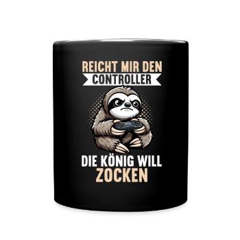 Hands me the controller, the queen wants to play - Full Colour Mug - black - Front