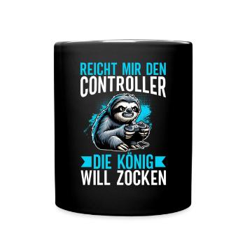 Hands me the controller, the queen wants to play - Full Colour Mug - black - Front