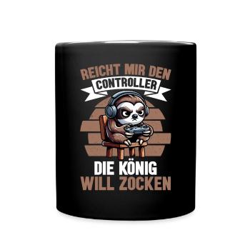 Hands me the controller, the queen wants to play - Full Colour Mug - black - Front