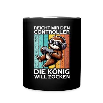 Hands me the controller, the queen wants to play - Full Colour Mug - black - Front
