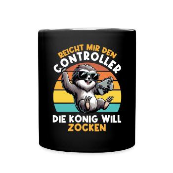 Hands me the controller, the queen wants to play - Full Colour Mug - black - Front