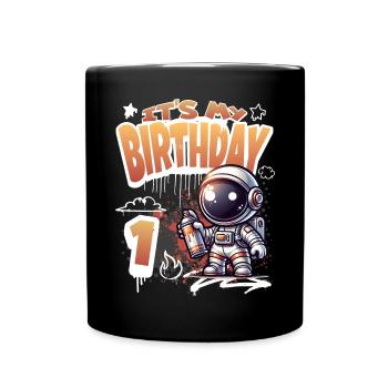Graffiti Astronaut 1st Birthday - Full Colour Mug - black - Front