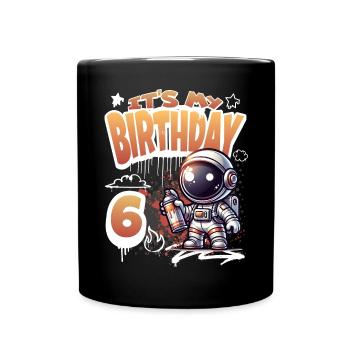 Graffiti astronaute 6ème anniversaire - Mug uni - noir - Devant