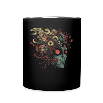 Weirdcore Aesthetics Weird Woman Face Dreamcore Au - Full Colour Mug - black - Front