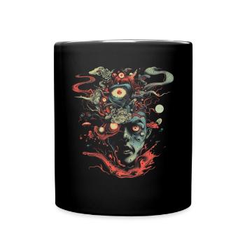 Weirdcore Aesthetics Weird Face Dreamcore Grunge - Full Colour Mug - black - Front