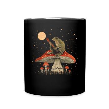 Cottagecore esthétique grenouille jouant de la guitare Pil - Mug uni - noir - Devant