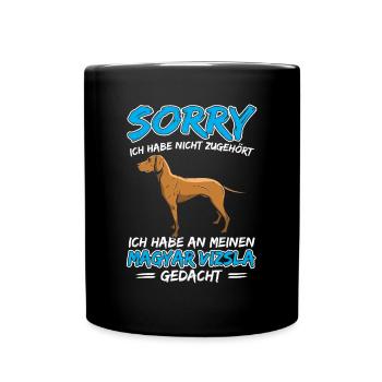 Thinking of Magyar Vizsla Pointing Dog - Full Colour Mug - black - Front
