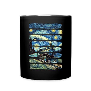 Sternennachtzug Van Gogh Lokomotive - Tasse einfarbig - Schwarz - Vorne