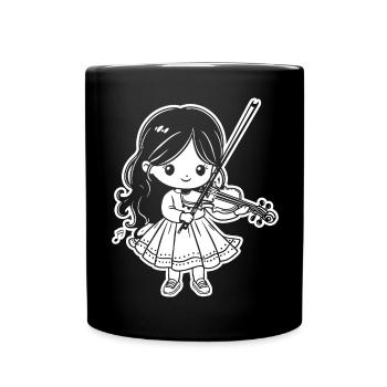 Violinen Mädchen - Tasse einfarbig - Schwarz - Vorne