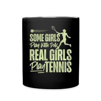 Drôle de joueur de tennis raquette fille - Mug uni - noir - Devant