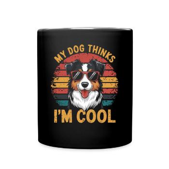 AustausChien de berger australien Mon chien le pense - Mug uni - noir - Devant