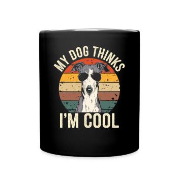 Greyhound my dog thinks I'm cool - Full Colour Mug - black - Front