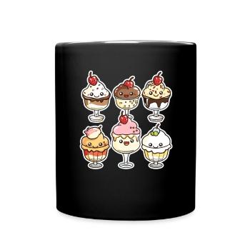 Eiscreme Karikatur - Tasse einfarbig - Schwarz - Vorne