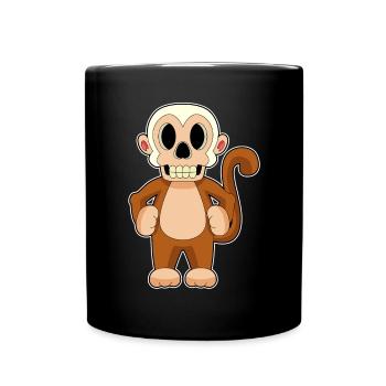 Singe Crâne d’Halloween - Mug uni - noir - Devant