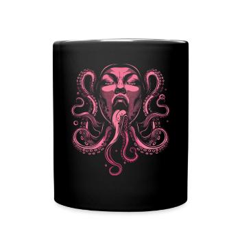 Weirdcore Aesthetic Octopus Woman Face Horror - Full Colour Mug - black - Front