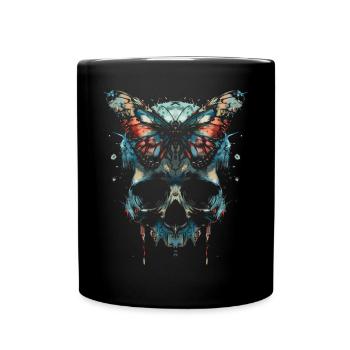 Weirdcore Aesthetics Skull Butterfly Strangeco - Full Colour Mug - black - Front