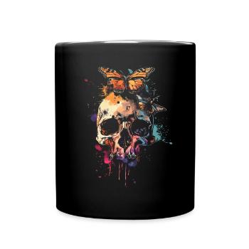 Weirdcore Aesthetics Skull Butterfly Strangeco - Full Colour Mug - black - Front