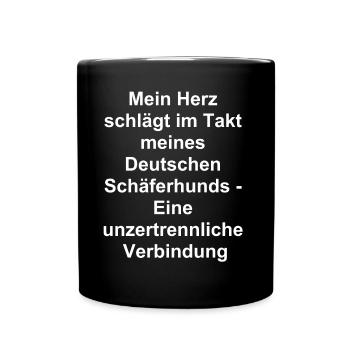 "Unzertrennlich vereint" Geschenk - Tasse einfarbig - Schwarz - Vorne