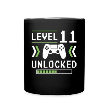 LEVEL 11 UNLOCKED GAMING GAMER BIRTHDAY GIFT - Full Colour Mug - black - Front