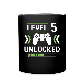 Level 5 freigeschaltet - Tasse einfarbig - Schwarz - Vorne