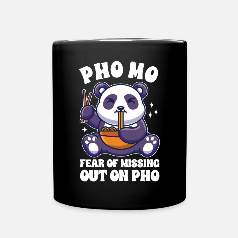 Drôle Pho Panda mignon mangeant Pho - Mug uni - noir