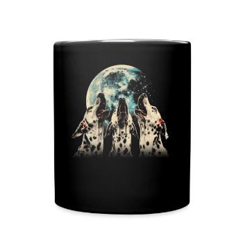 Dalmatiner Hund Heulender Mond - Tasse einfarbig - Schwarz - Vorne