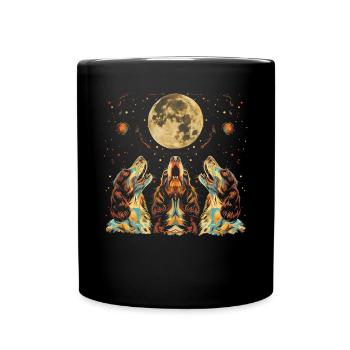English Springer Spaniel Hund Heulender Mond - Tasse einfarbig - Schwarz - Vorne