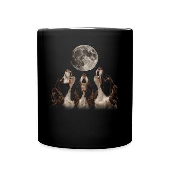 English Springer Spaniel Hund Heulender Mond - Tasse einfarbig - Schwarz - Vorne