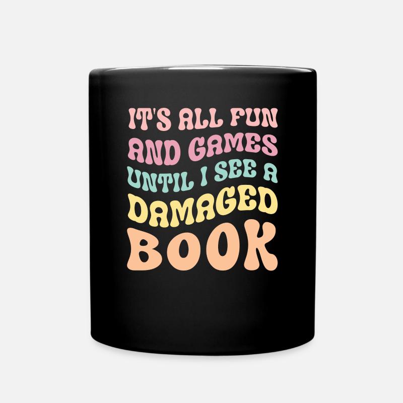 Funny Library Assistant Retro Groovy - Full Colour Mug - black