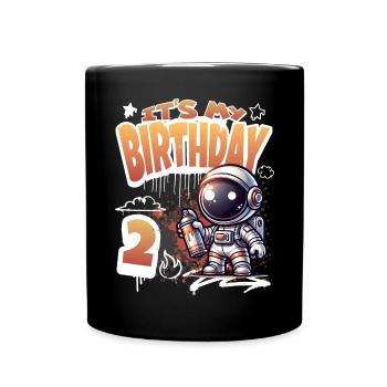 Graffiti Astronaut 2nd Birthday - Full Colour Mug - black - Front