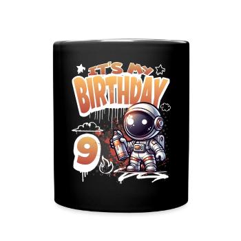 Graffiti astronaute 9e anniversaire - Mug uni - noir - Devant