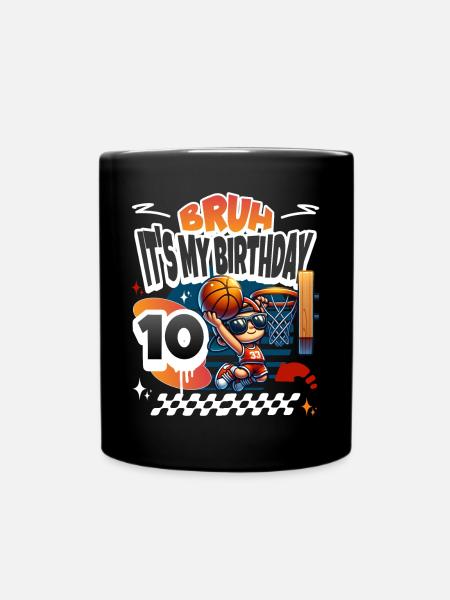 Basketball 10. Geburtstag - Tasse einfarbig - Schwarz