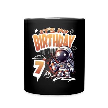 Graffiti Astronaut 7th Birthday - Full Colour Mug - black - Front