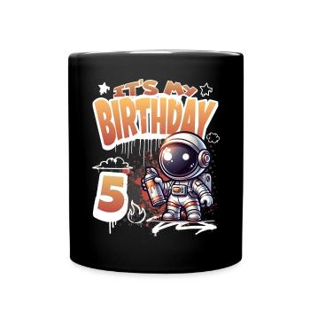 Graffiti astronaute 5e anniversaire - Mug uni - noir - Devant