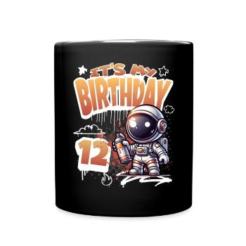 Graffiti astronaute 12e anniversaire - Mug uni - noir - Devant