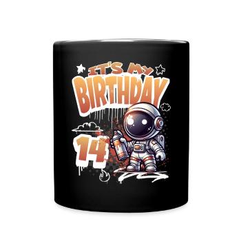 Graffiti Astronaut 14th Birthday - Full Colour Mug - black - Front