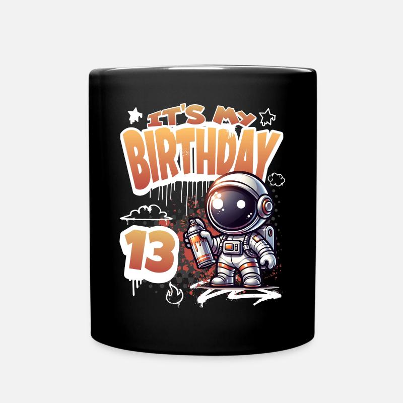 Graffiti Astronaut 13. Geburtstag - Tasse einfarbig - Schwarz