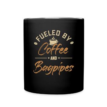 Alimenté par le café et la cornemuse Blowpipe Player - Mug uni - noir - Devant