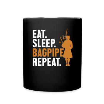 Manger Sommeil Cornemuse Répéter Sarbacane Great Highland - Mug uni - noir - Devant