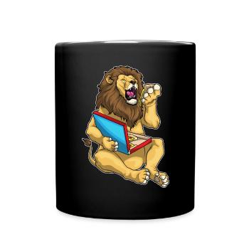 Lion Pizza - Full Colour Mug - black - Front
